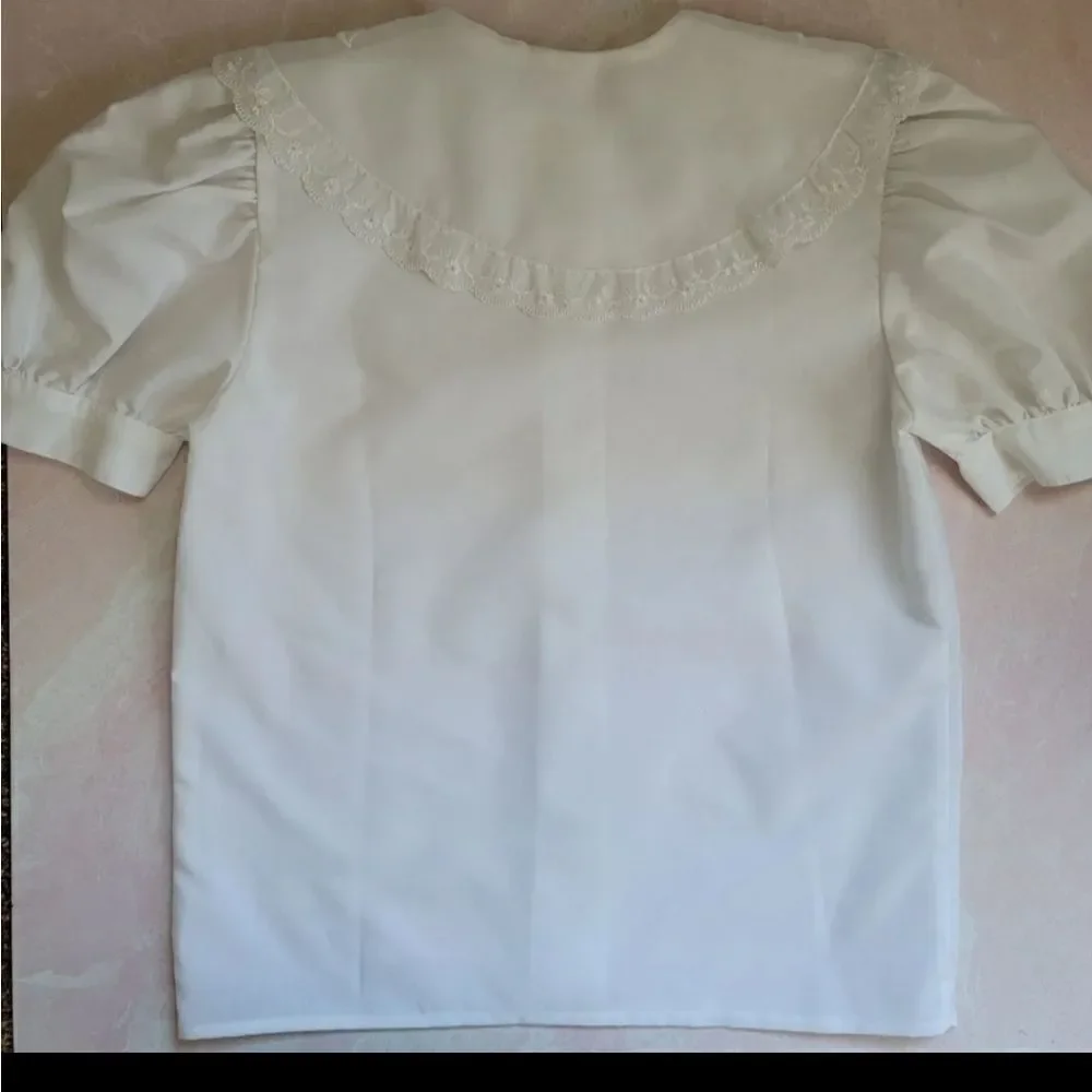 French country vintage school button up cottagecore floral white collared